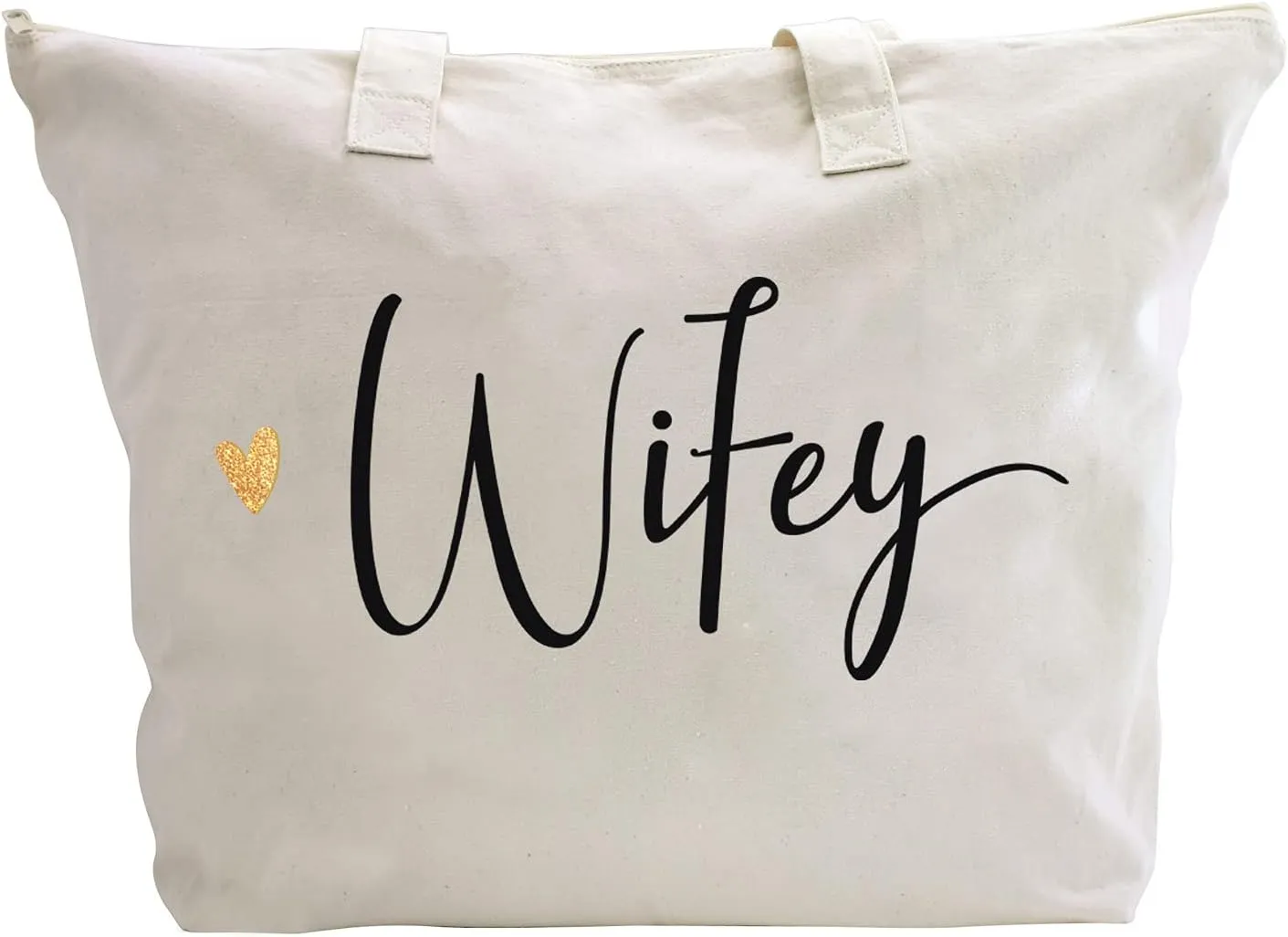 CARAKNOTS Wifey Bag Bride Gifts for Wedding Bridal Shower Engagement Anniversary Bachelorette Party Gifts for Bride to be Wife Canvas Beach Shoulder Tote Bag with Zip and Pocket