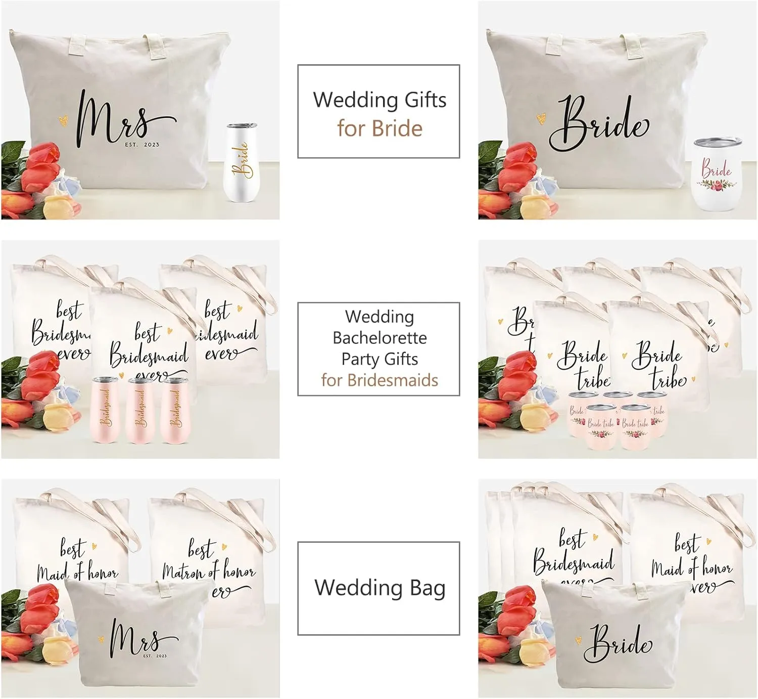 CARAKNOTS Wifey Bag Bride Gifts for Wedding Bridal Shower Engagement Anniversary Bachelorette Party Gifts for Bride to be Wife Canvas Beach Shoulder Tote Bag with Zip and Pocket