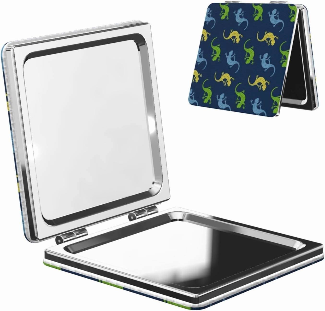 Cartoon Lizard Tropical Women Mini Cosmetic Mirror Folding Portable Pocket Makeup Mirror