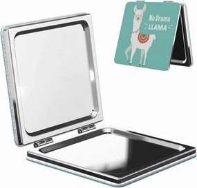 Cartoon No Drama Llama Women Mini Cosmetic Mirror Folding Portable Pocket Makeup Mirror