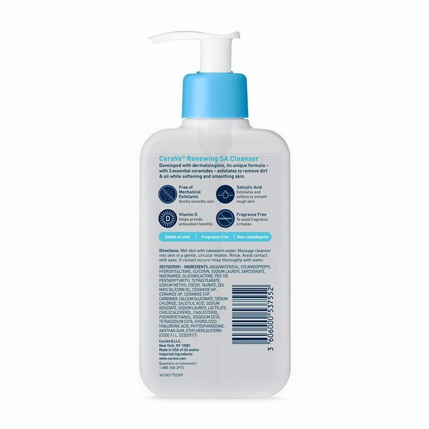 CERAVE Renewing SA Cleanser For Normal Skin With Ceramides And Salicylic Acid, 237ml