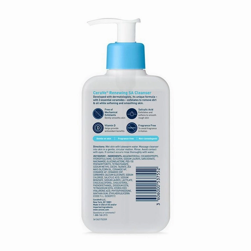 CERAVE Renewing SA Cleanser For Normal Skin With Ceramides And Salicylic Acid, 237ml