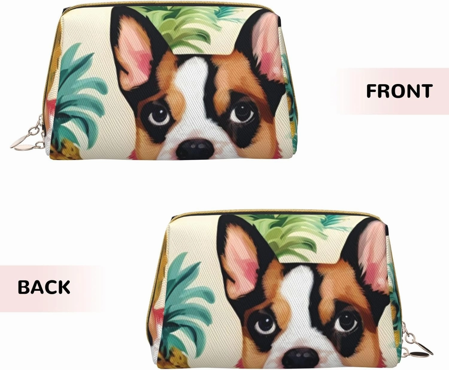 Corgi Hawaiian Pineapple Toiletry Pouch, Travel-Friendly Makeup Organizer For Makeup Brushes, Lipsticks