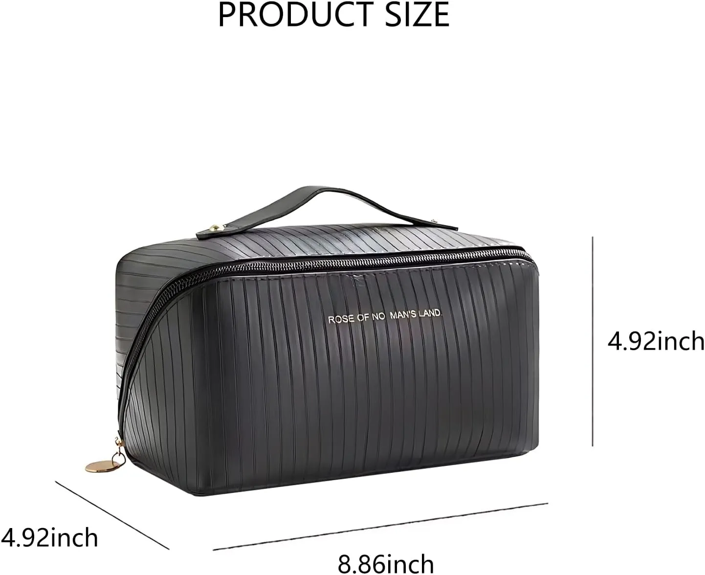 Cosmetic Bag for Women, Large Capacity Travel makeup bag, Portable PU Organizer Bag, Waterproof Make up Bag, Lightweight Toiletry Bag Black