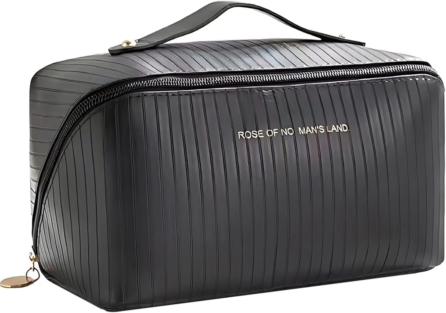 Cosmetic Bag for Women, Large Capacity Travel makeup bag, Portable PU Organizer Bag, Waterproof Make up Bag, Lightweight Toiletry Bag Black