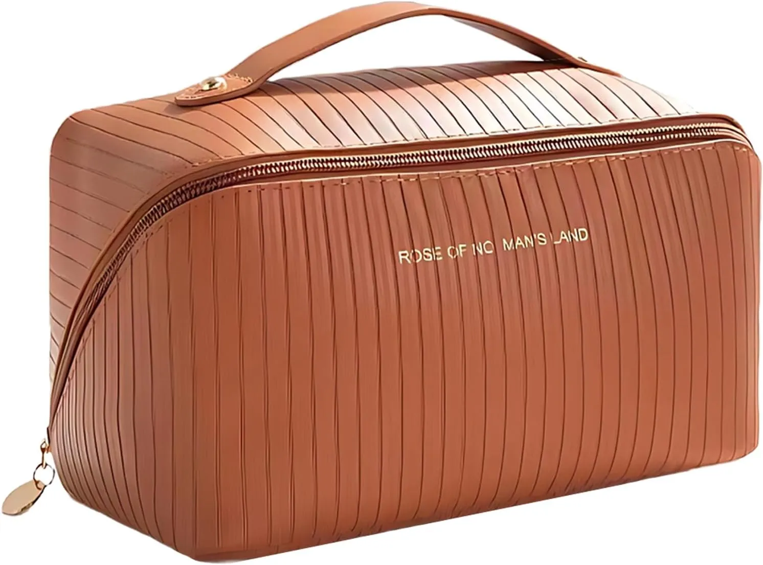 Cosmetic Bag for Women, Large Capacity Travel makeup bag, Portable PU Organizer Bag, Waterproof Make up Bag, Lightweight Toiletry Bag Brown