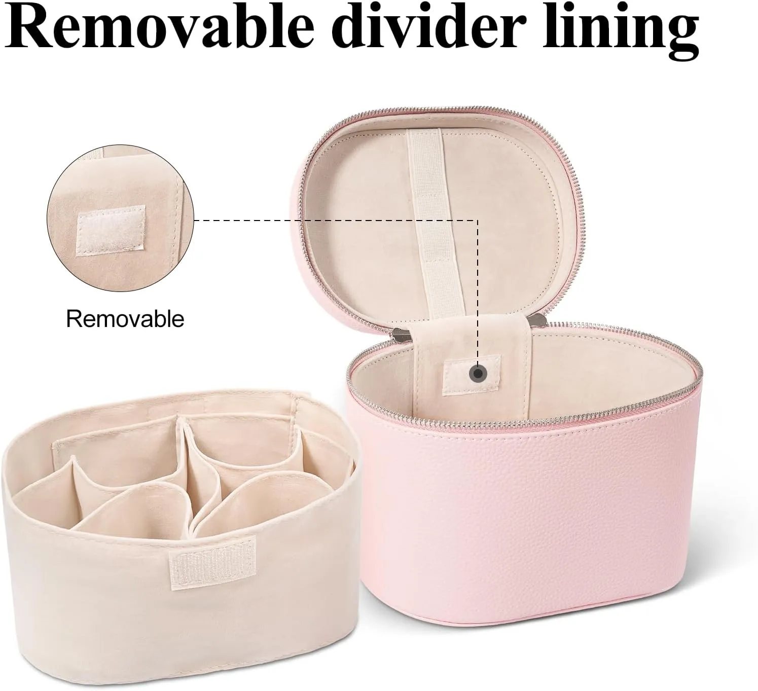 Cosmetic Case, Leather Makeup Bag, Portable Handheld Makeup Case, Detachable Compartments