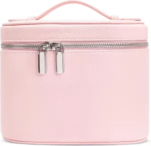 Cosmetic Case, Leather Makeup Bag, Portable Handheld Makeup Case, Detachable Compartments