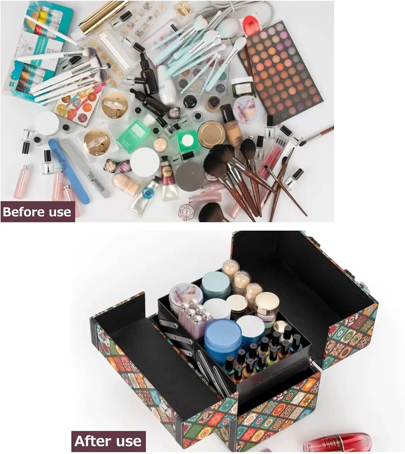 Cosmetic Case Portable Travel Beauty Box Waterproof Makeup Bag Organiser Bag Makeup Artist Bag Multifunction Bag Travel Makeup Case Beauty Train Case Leather Cosmetic Case cosmetic case ( Color : Colo