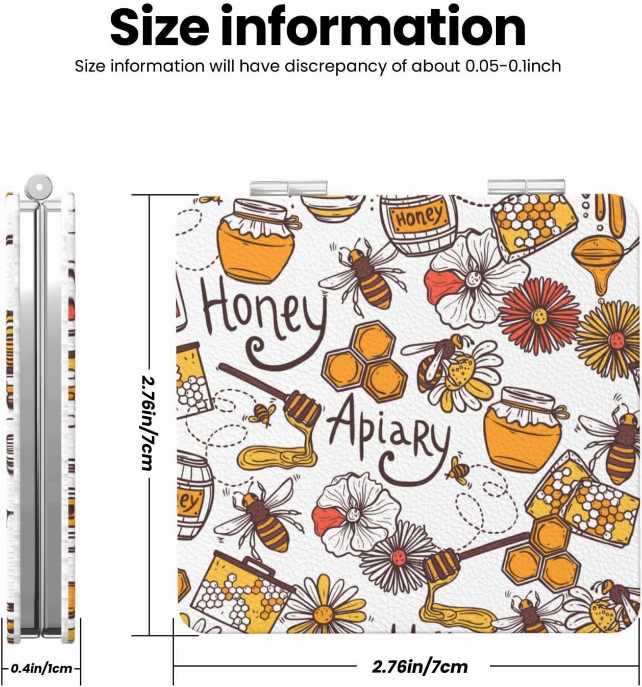 Countryside Honey Bee Apiary Women Small Makeup Mirror Compact Handheld Cosmetic Mirror for Purse Pocket