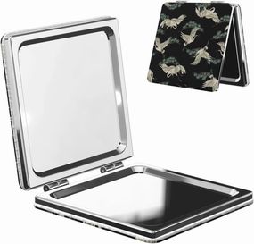Crane Asian Traditional Style Women Mini Cosmetic Mirror Folding Portable Pocket Makeup Mirror