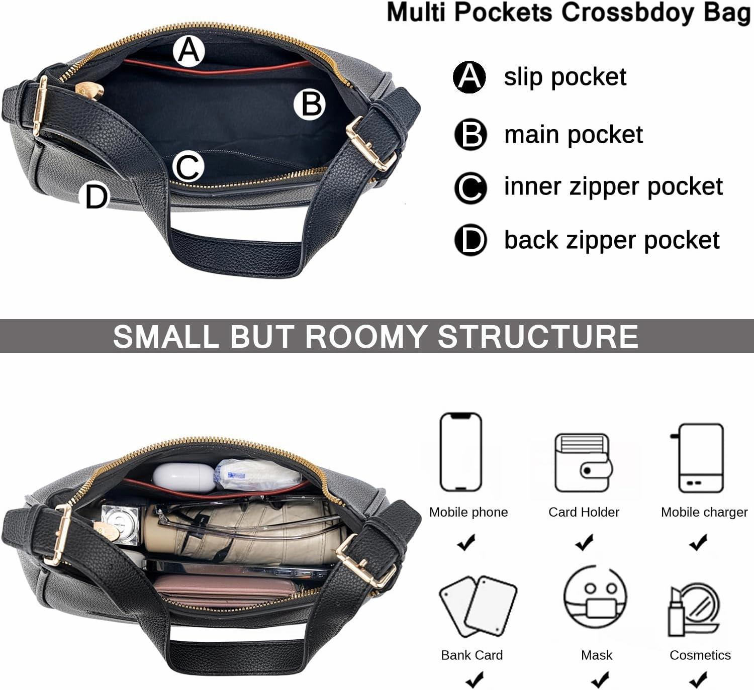 CROJUYI Small Crescent Shoulder Bags Purses for Women Retro Classic Clutch Hobo Tote Purse and Handbag Cute Crossbody Bags