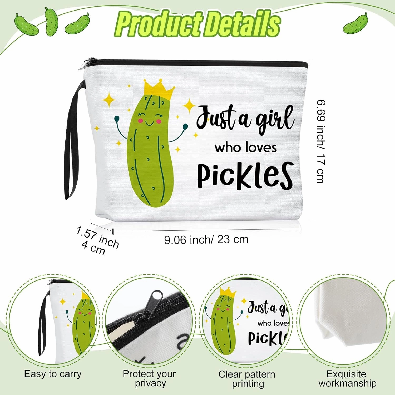 Crtiin 3 Pcs Pickle Graduation Gifts for Girl Women Just a Girl Who Loves Themed 11 oz Coffee Mug Cosmetic Makeup Bag Inspirational Keychain Thank You Gifts for Teachers Nurse Coworkers Birthday