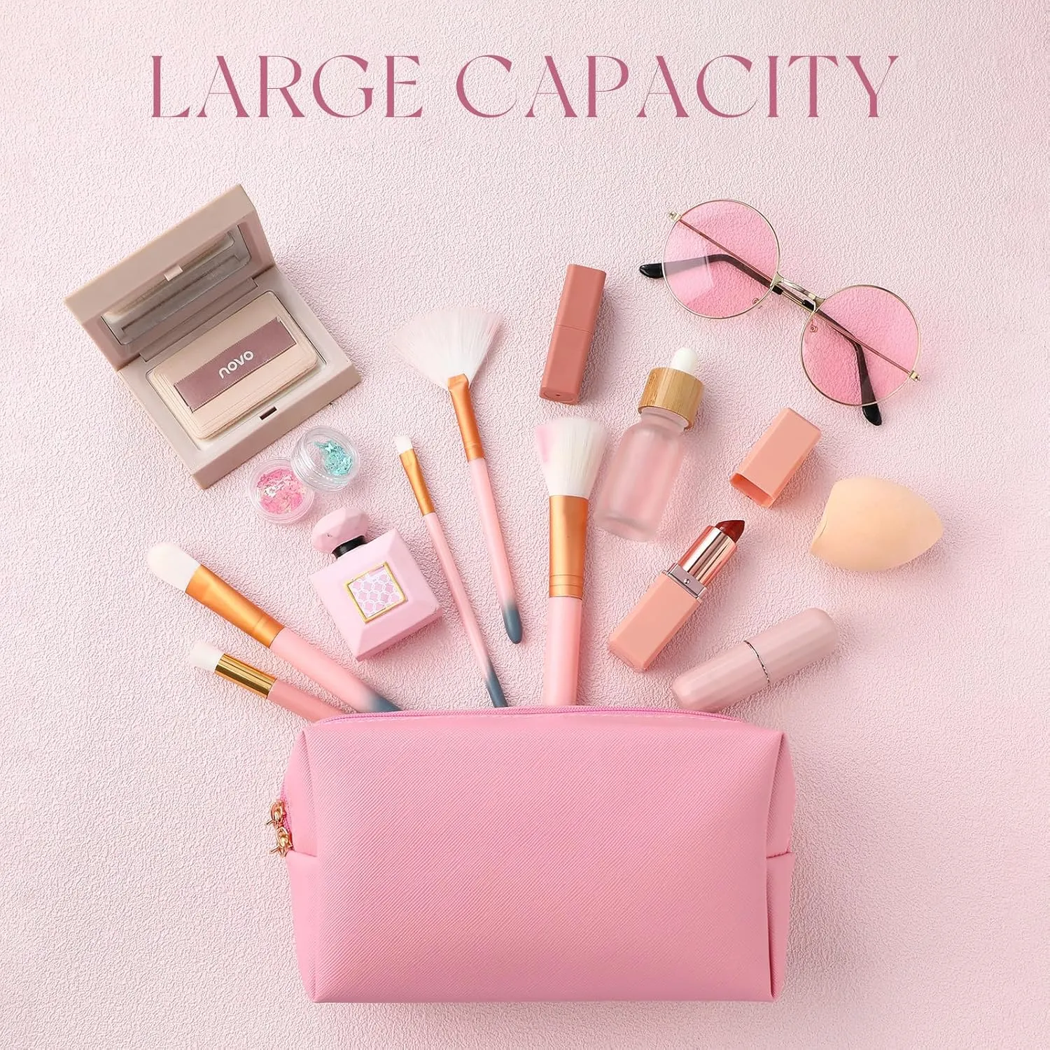 Cunno 20 Pcs Preppy Makeup Bags PU Leather Cosmetic Pouch with Zipper Waterproof Make up Bags Toiletry Beauty Container for Women Bridal Shower Favors End of the Year Teacher Gifts(Multicolor)