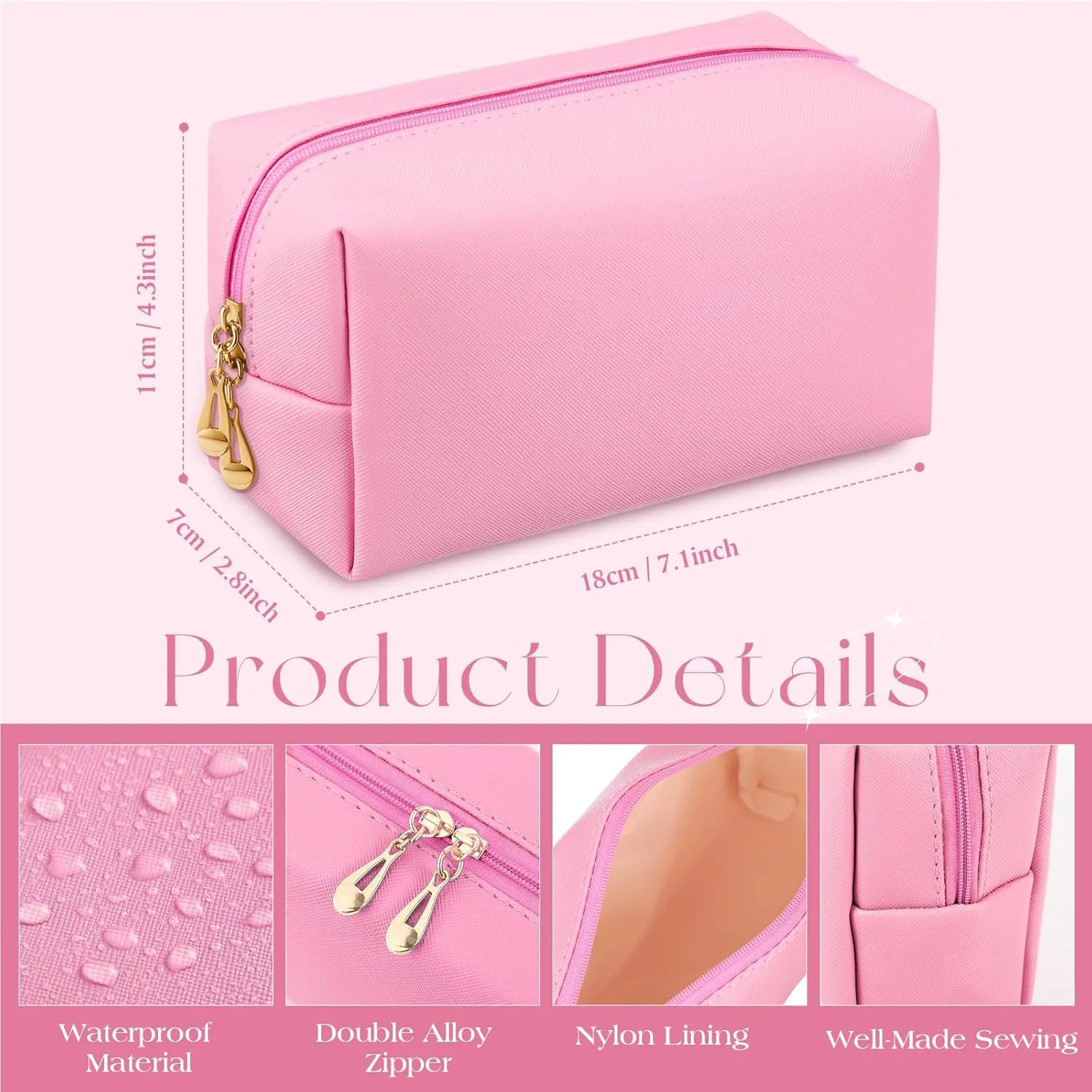 Cunno 20 Pcs Preppy Makeup Bags PU Leather Cosmetic Pouch with Zipper Waterproof Make up Bags Toiletry Beauty Container for Women Bridal Shower Favors End of the Year Teacher Gifts(Multicolor)