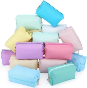 Cunno 20 Pcs Preppy Makeup Bags PU Leather Cosmetic Pouch with Zipper Waterproof Make up Bags Toiletry Beauty Container for Women Bridal Shower Favors End of the Year Teacher Gifts(Multicolor)