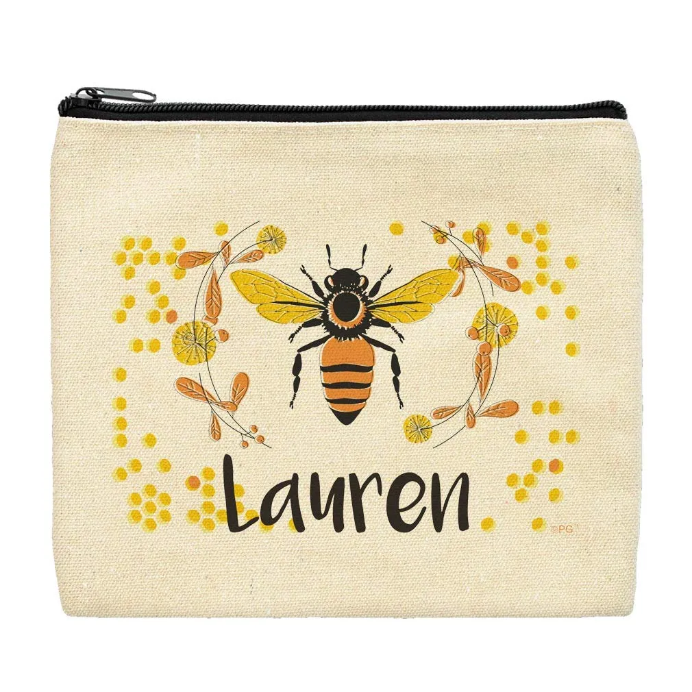 Custom Gifts for Women Your Text Here Queen Bee Makeup Bag Canvas Makeup Bag Personalized Makeup Bag