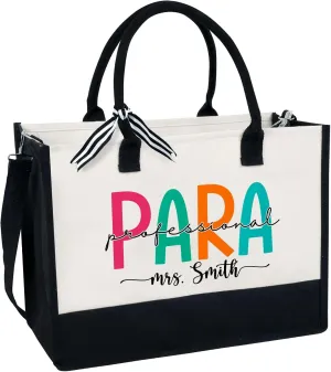 Custom Name Paraprofessional Tote, Christmas Teacher Bag, Special Education Gift, Appreciation Gift