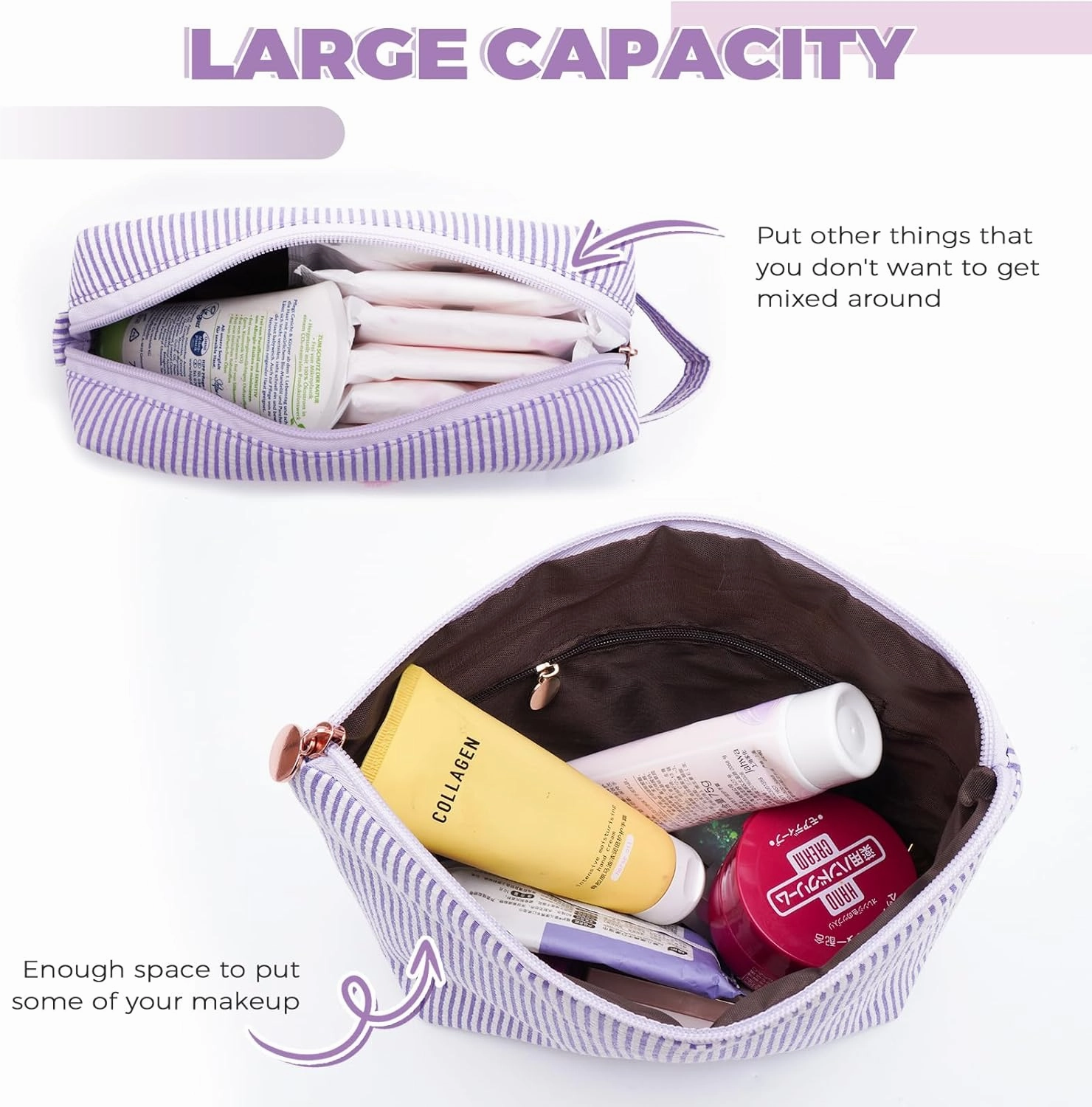 Customized Mothers Day Gifts - Birthday Gift for Mom,Gifts From Daughter,Mother in Law Gifts,Mama Gift Idea,Makeup Bag Set Cosmetic Bag - Lavender,C