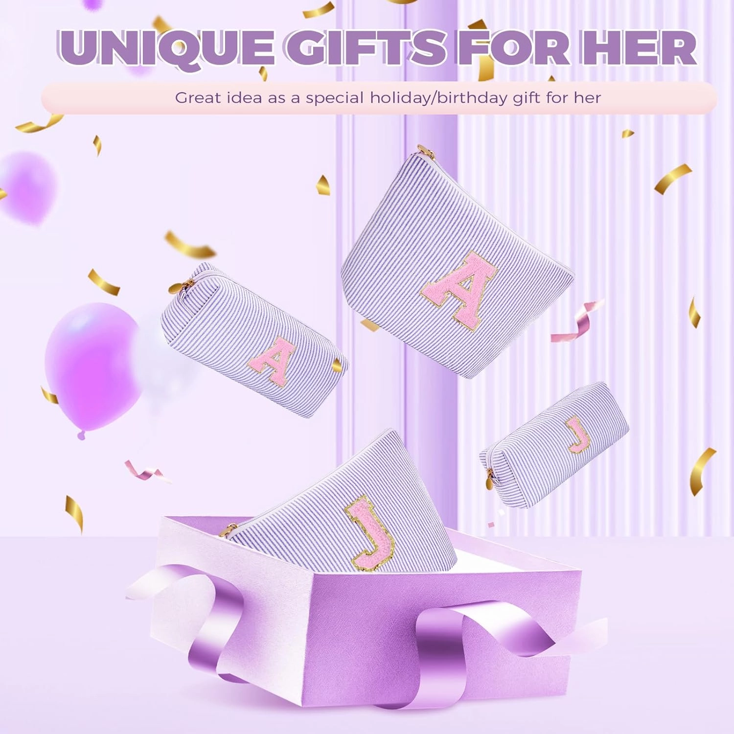 Customized Mothers Day Gifts - Birthday Gift for Mom,Gifts From Daughter,Mother in Law Gifts,Mama Gift Idea,Makeup Bag Set Cosmetic Bag - Lavender,C