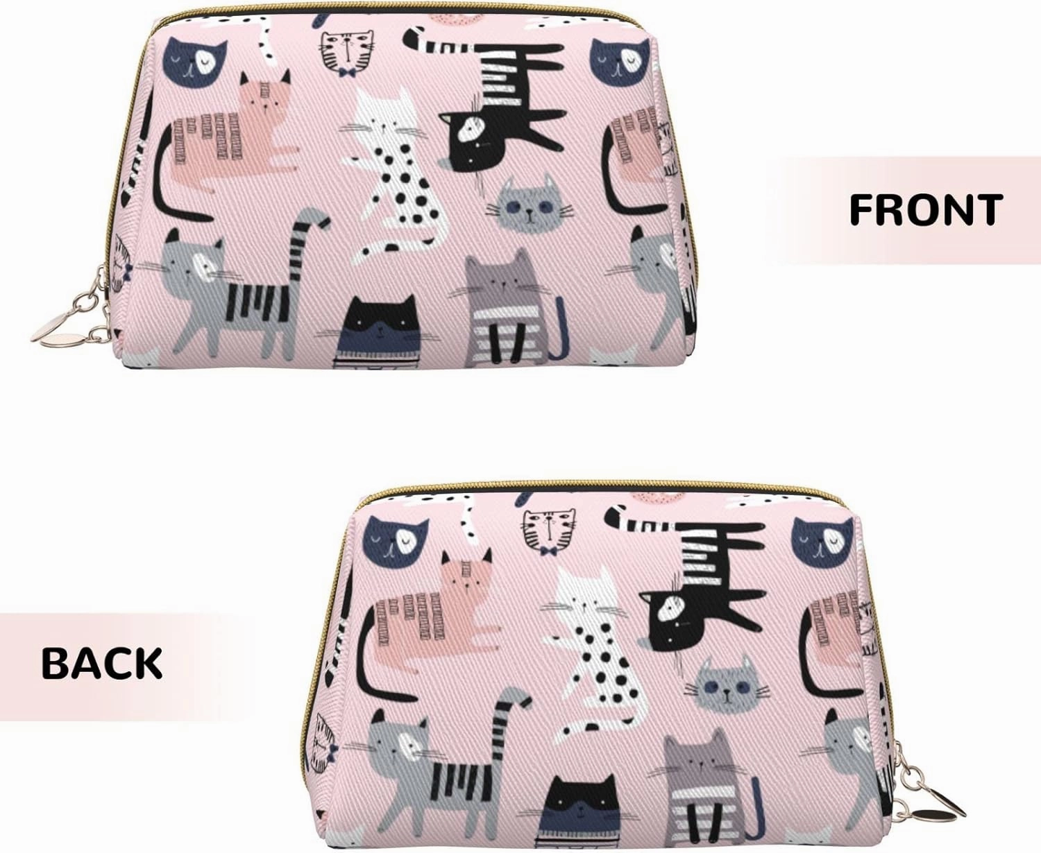 Cute Cat Large Travel Makeup Bag for Women Pink kitty Aesthetic Cosmetic Bag Toiletries Bags Large Capacity Leather Waterproof Kawaii Makeup Organizer Pouch