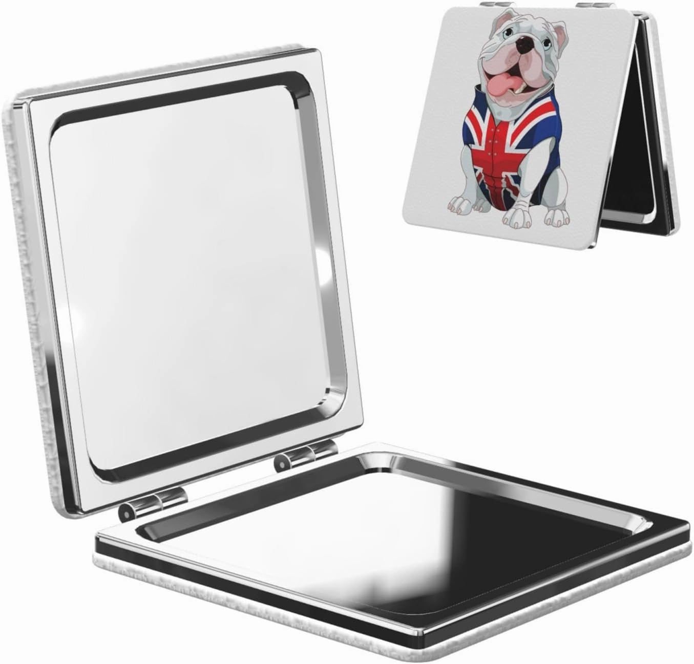 Cute Dog Union Jack Women Small Makeup Mirror Compact Handheld Cosmetic Mirror for Purse Pocket