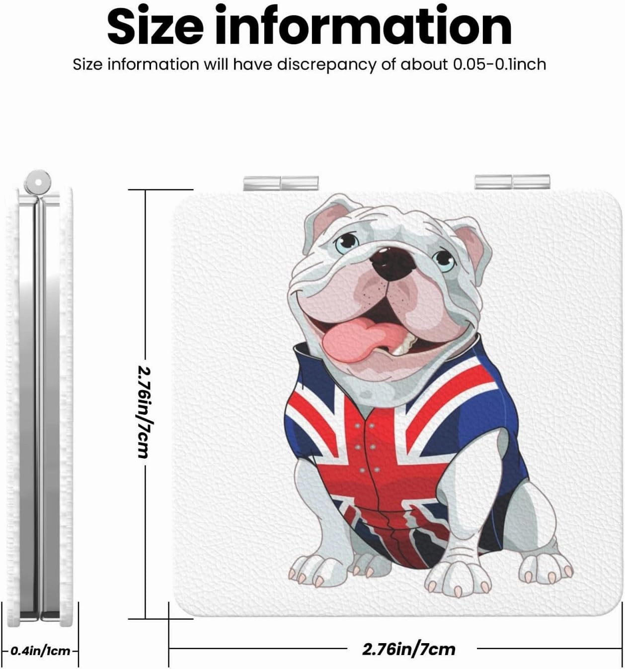 Cute Dog Union Jack Women Small Makeup Mirror Compact Handheld Cosmetic Mirror for Purse Pocket