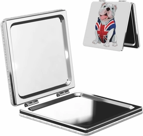Cute Dog Union Jack Women Small Makeup Mirror Compact Handheld Cosmetic Mirror for Purse Pocket