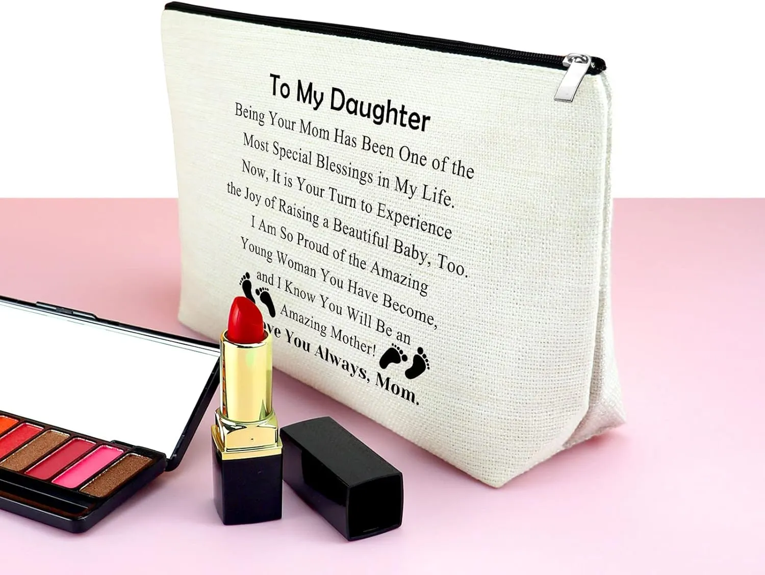 Daughter Gift Makeup Bag Congratulations Mom to Be Gift Pregnancy Announcement Gifts Cosmetic Bag Baby Reveal Gifts for New Mom Mother's Day Present for Daughter from Mother Travel Makeup Pouch