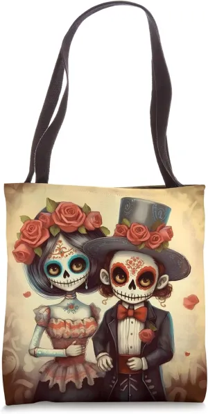 Day of the Dead Cute Couple Mexican Style Art Tote Bag