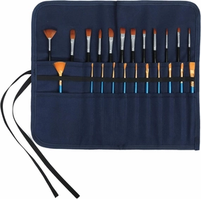 Denifiter Artist Paint Brushes Organize Pouch, 16 OZ Waxed Cotton Canvas Pencil Case (Blue)
