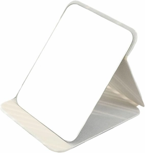 Desk Mirror Portable Folding Cosmetic Mirror PU Leather Desktop Mirror Simple Rectangular Beauty Mirror Large Bathroom Mirror Makeup Mirror(White)