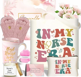 DHQH Nurse Gifts for Women, Nurse Appreciation Gift Set for Nursing RN Nurses Practitioner, Nurses Week Gifts Basket with 11 Oz Coffee Mug Canvas Tote Bag