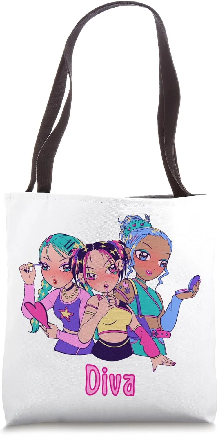 Diva y2k Aesthetic 2000s Millennial Nostalgia Pink Tote Bag