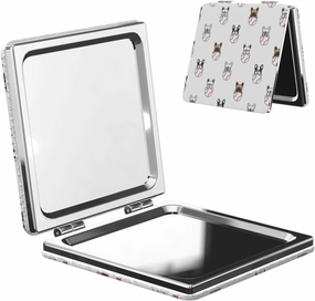 Dogs Play Baseball Pattern Small Makeup Mirror Portable Travel Cosmetic Mirror Folding Small Pocket Mirror