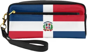 Dominican Republic Print Leather Small Makeup Bag â€“ Travel Toiletry Bag, Women Purse, Reusable Cosmetic Accessories Organizer