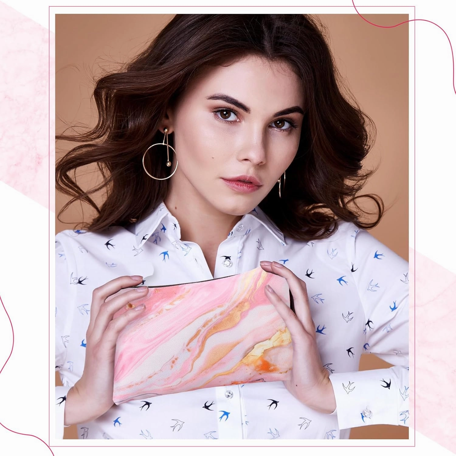 Eccliy 20 Pcs Marble Makeup Bag Cosmetic Bag Canvas Gifts Marble Themed Accessories for Girls Toiletry Pouch with Zipper for Women Party Shopping Home Travel, 8 x 5 Inch