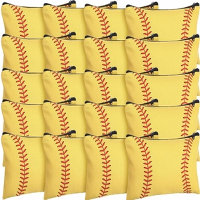 Eccliy 20 Pcs Softball Makeup Bags Bulk Sport Team Gifts Softball Cosmetic Bag Accessories for Women Toiletry Zipper Pouch Travel Canvas Gifts Stuff for Party Team Players Lover