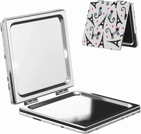 Eiffel Tower and Cats Small Makeup Mirror Portable Travel Cosmetic Mirror Folding Small Pocket Mirror