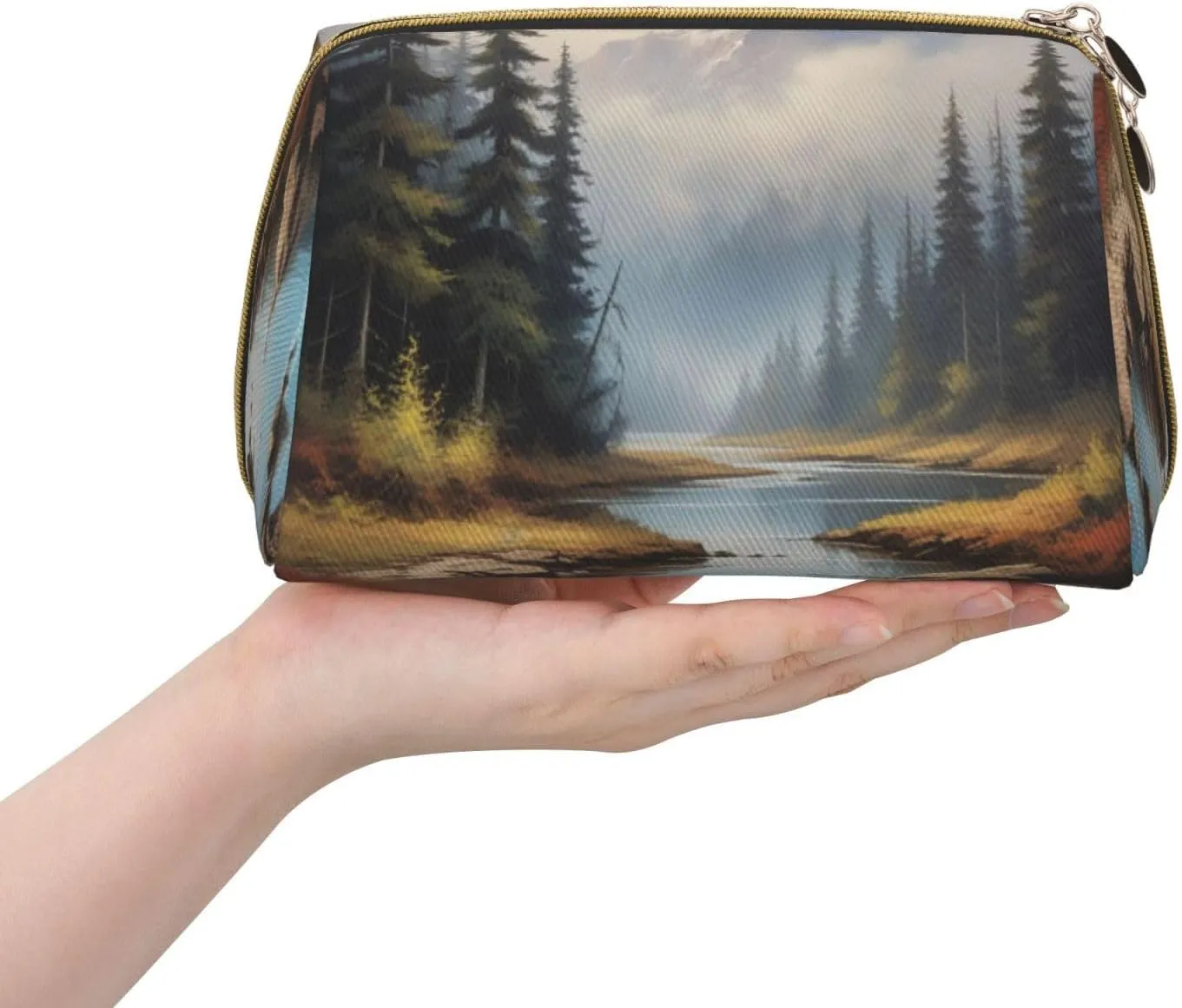 Enigmatic Echo Printed Small Makeup Bag,Travel Cosmetic Bag Purse with Zipper,Water-resistant Makeup Organizer Bag for Women