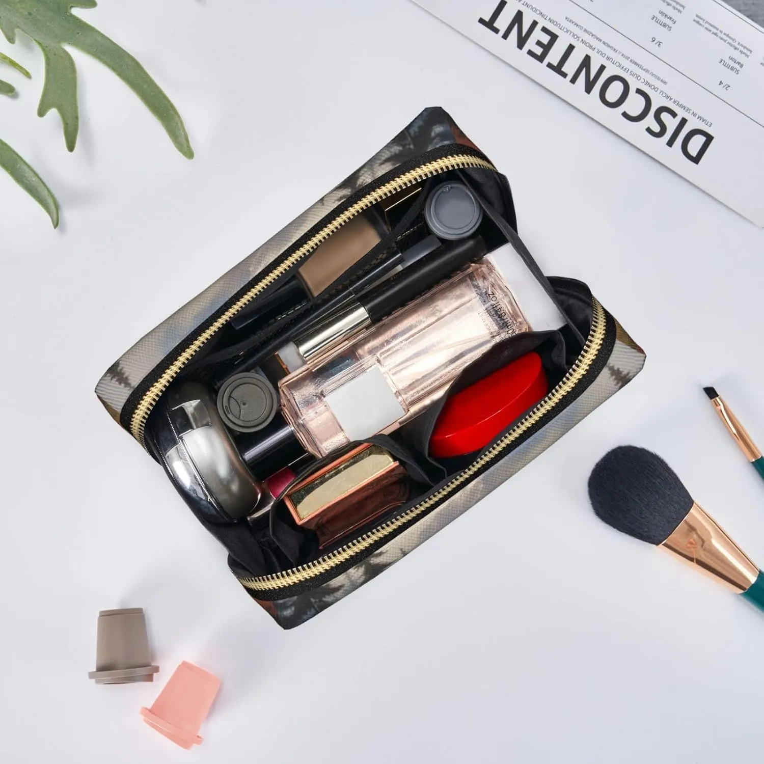 Enigmatic Echo Printed Small Makeup Bag,Travel Cosmetic Bag Purse with Zipper,Water-resistant Makeup Organizer Bag for Women
