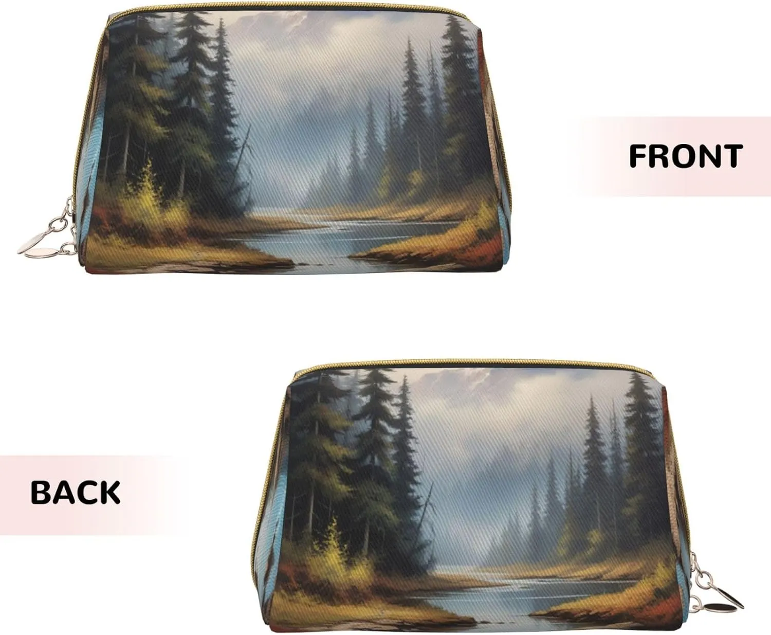 Enigmatic Echo Printed Small Makeup Bag,Travel Cosmetic Bag Purse with Zipper,Water-resistant Makeup Organizer Bag for Women