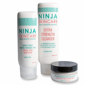 Extra Strength Oil Removing Cleanser with 10% Benzoyl Peroxide Topical Acne Medication and 10% Sulfur Exfoliating Mask-Starter Kit with Combination Skin – Paraben Free