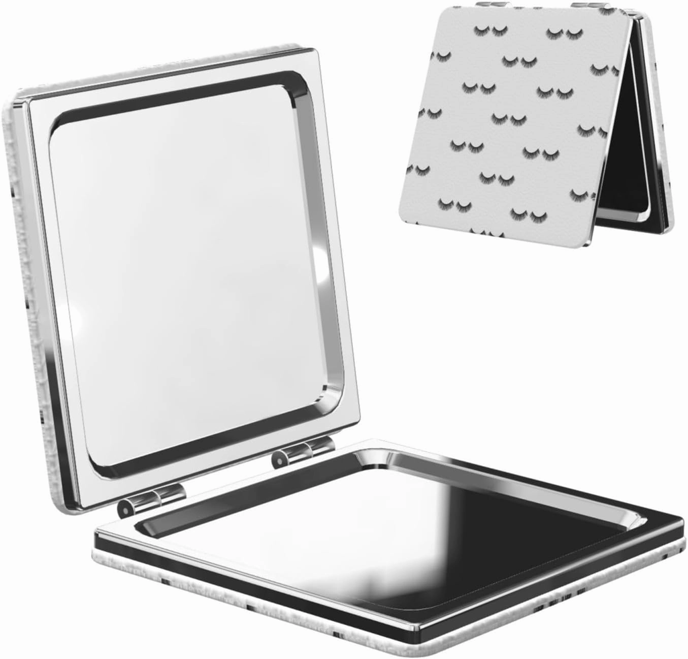 Eyelash Pattern Women Small Makeup Mirror Compact Handheld Cosmetic Mirror for Purse Pocket