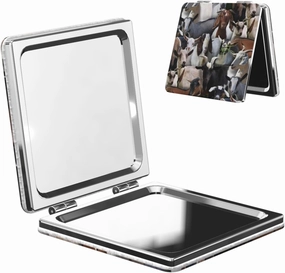 Farm Animals Goats Women Small Pocket Mirror Travel Cosmetic Mirror Folding Handheld Makeup Mirror