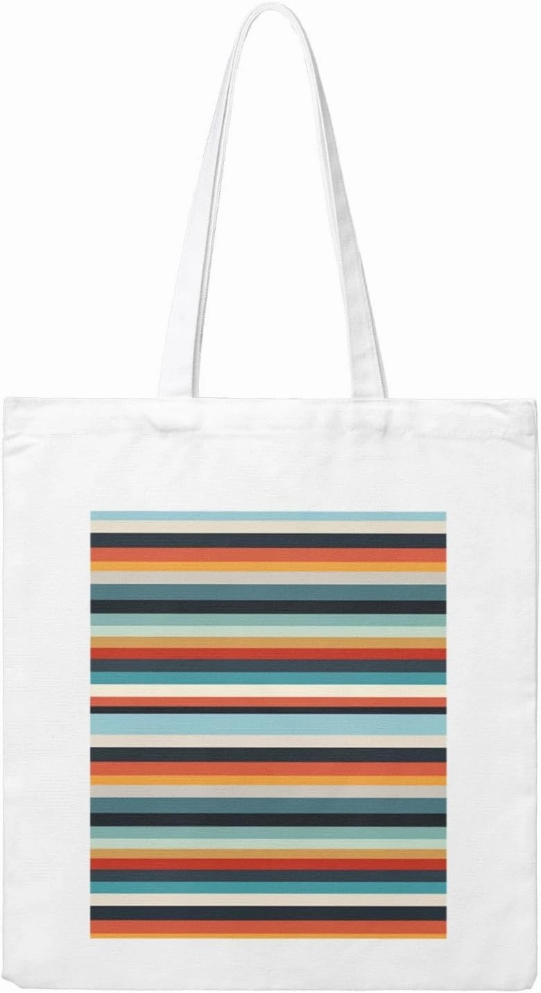 Fashion Striped Large Canvas Tote Bag Cute Travel Shoulder Bag Reusable Washable Shopping Grocery Bags For Women Men
