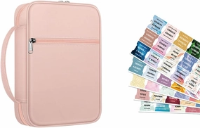 FINPAC Bible Cover, Small Size Pink Bible Index Tabs Including 66 Named & 9 Blank Tabs Marble