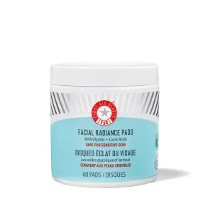 First Aid Beauty - Facial Radiance Pads with Glycolic & Lactic Acids, Daily Exfoliating pads with AHA that Help Tone & Brighten Skin, One-Step Makeup Prep, Compostable for Daily Use, 60 ct