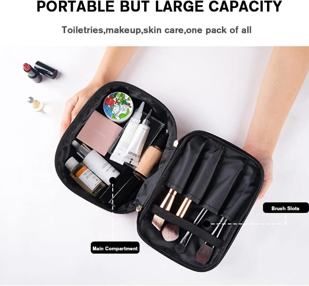 FITINI 3 Pieces Makeup Bags Double Layer Travel Large Leopard Cosmetic Cases Organizer Toiletry Bags Waterproof Small Zipper Pouch for Women Makeup Brush Storage Bag