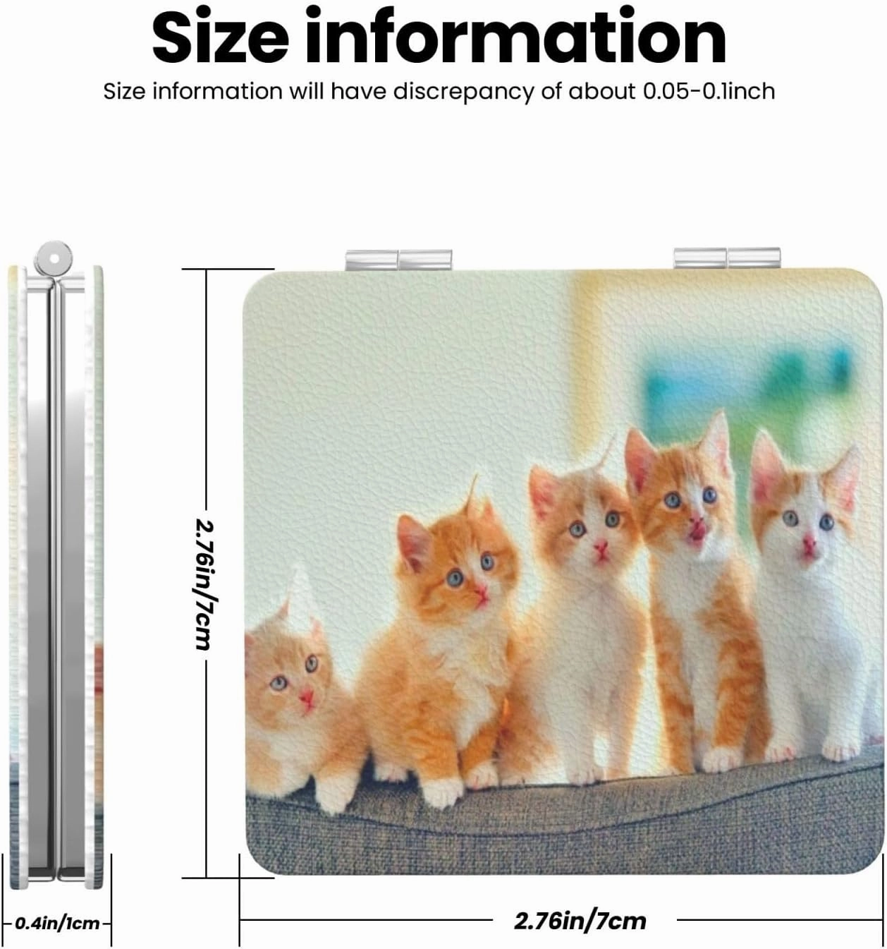 Five Cats Kitten Pattern Small Makeup Mirror Portable Travel Cosmetic Mirror Folding Small Pocket Mirror